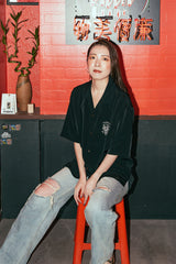 "KIBACOWORKS" S/S OPEN COLOR SHIRTS - BLACK