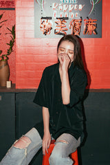 "KIBACOWORKS" S/S OPEN COLOR SHIRTS - BLACK
