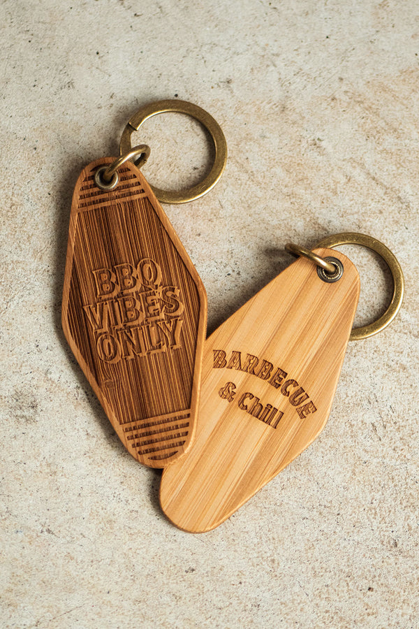 "BBQ VIBES ONLY" BAMBOO KEYTAG