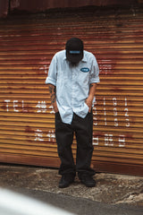 "BLOWBACK PAINTER" ブラックデニムペインターパンツ