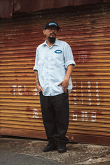 "BLOWBACK PAINTER" ブラックデニムペインターパンツ