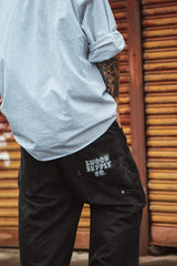 "BLOWBACK PAINTER" ブラックデニムペインターパンツ