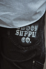 "BLOWBACK PAINTER" ブラックデニムペインターパンツ