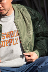 "SWOON SUPPLY CO." MA-1 JACKET - OLIVE(オリーブ)