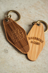 "BBQ VIBES ONLY" BAMBOO KEYTAG