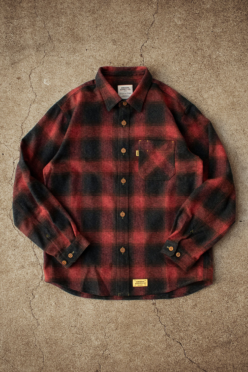 新品ま未使用timc inc FlannelセットアップL Check Lt Flannel OC Wide Shirt / OLIVE | no_name Online Store