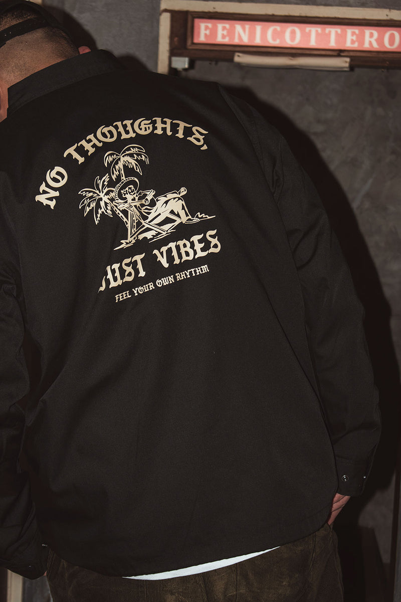 "NO THOUGHTS, JUST VIBES" T/C COACH JACKET