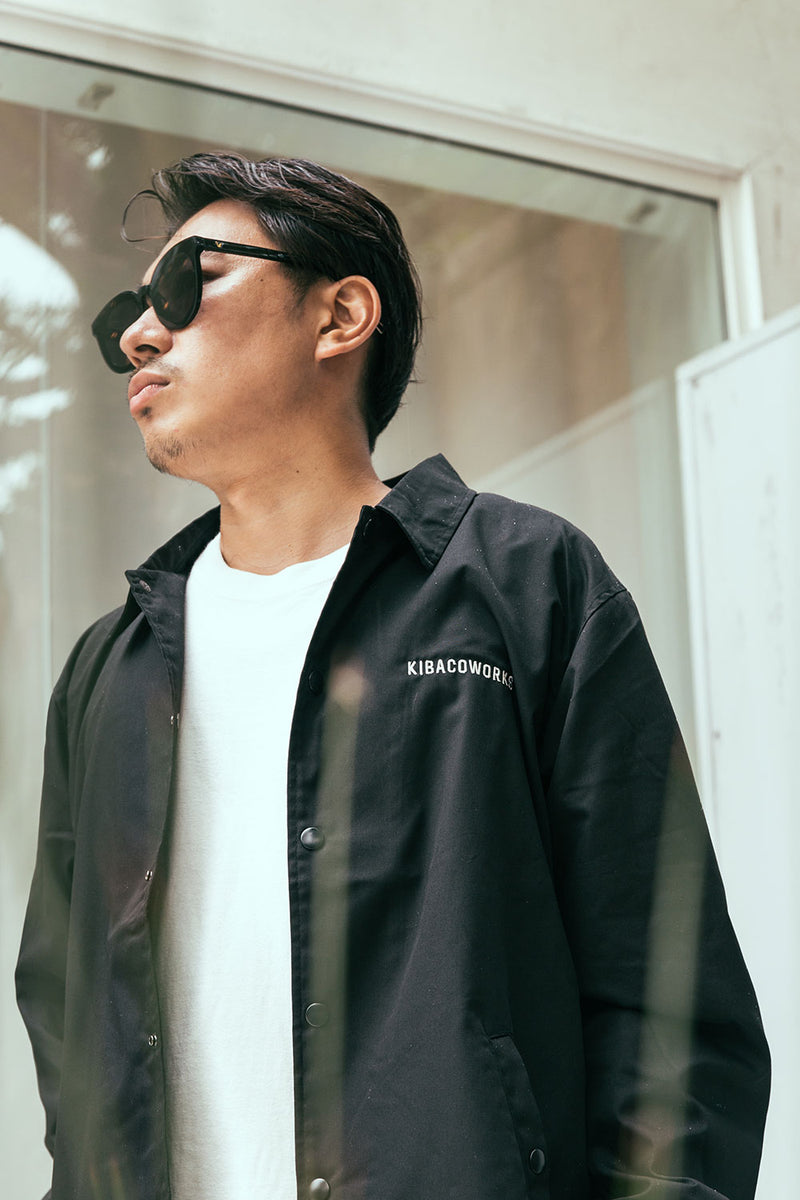 KIBACOWORKS LOGO" T/C COACH JACKETコーチジャケット/ブラック