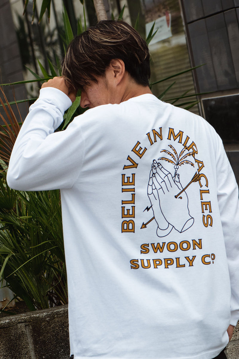 "BELIEVE IN MIRACLES" L/S TEE - WHITE