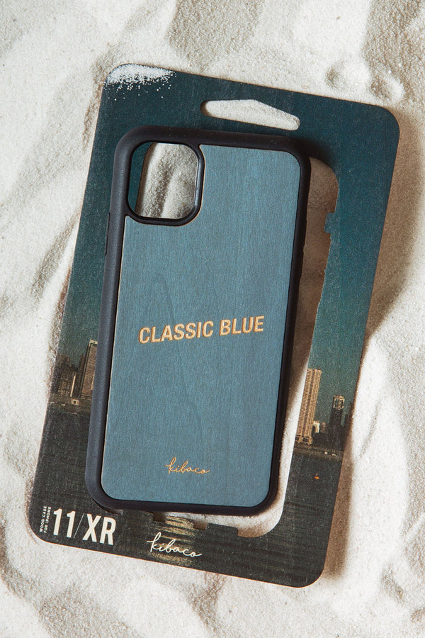 Name put wood case Classic blue